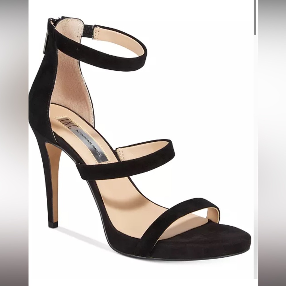 INC International Concepts SADIEE Black Strappy Heels